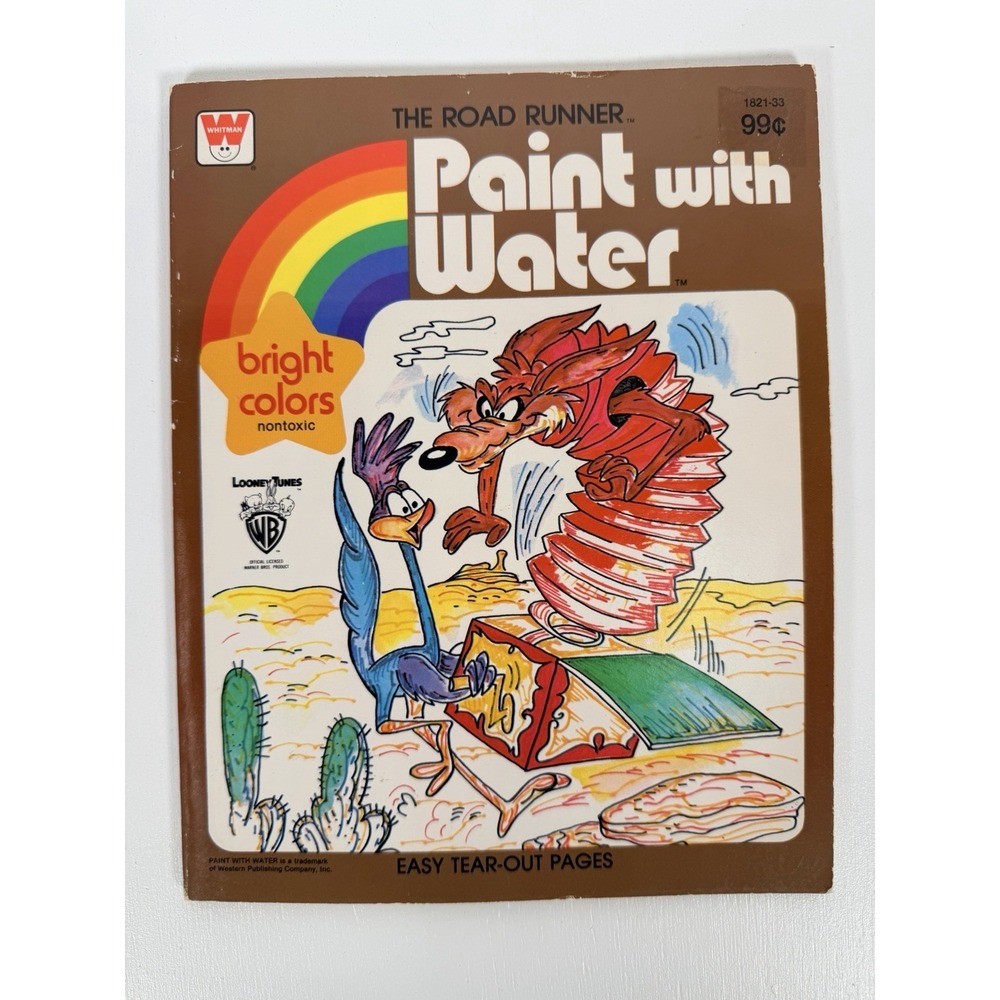 Vintage 1982 The Road Runner Paint With Water Book Whitman Watercolors